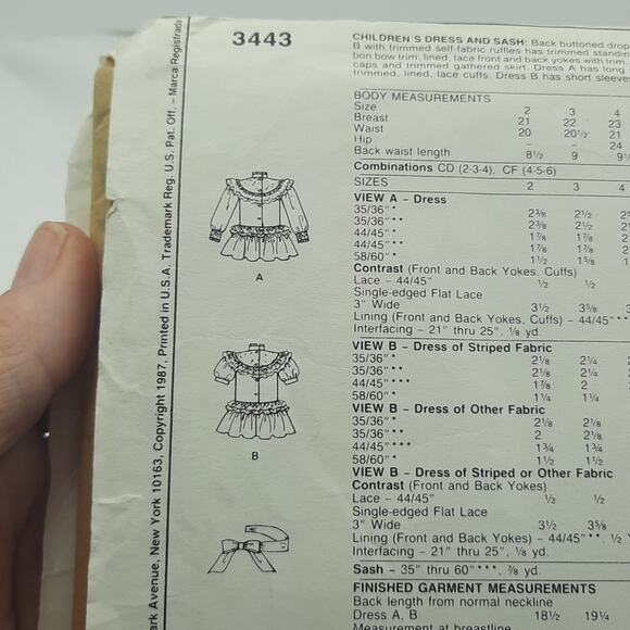 Vintage McCall's Sewing Pattern 3343 Little Girl's Dress & Sash Size 4-5-6 - Picture 3 of 5